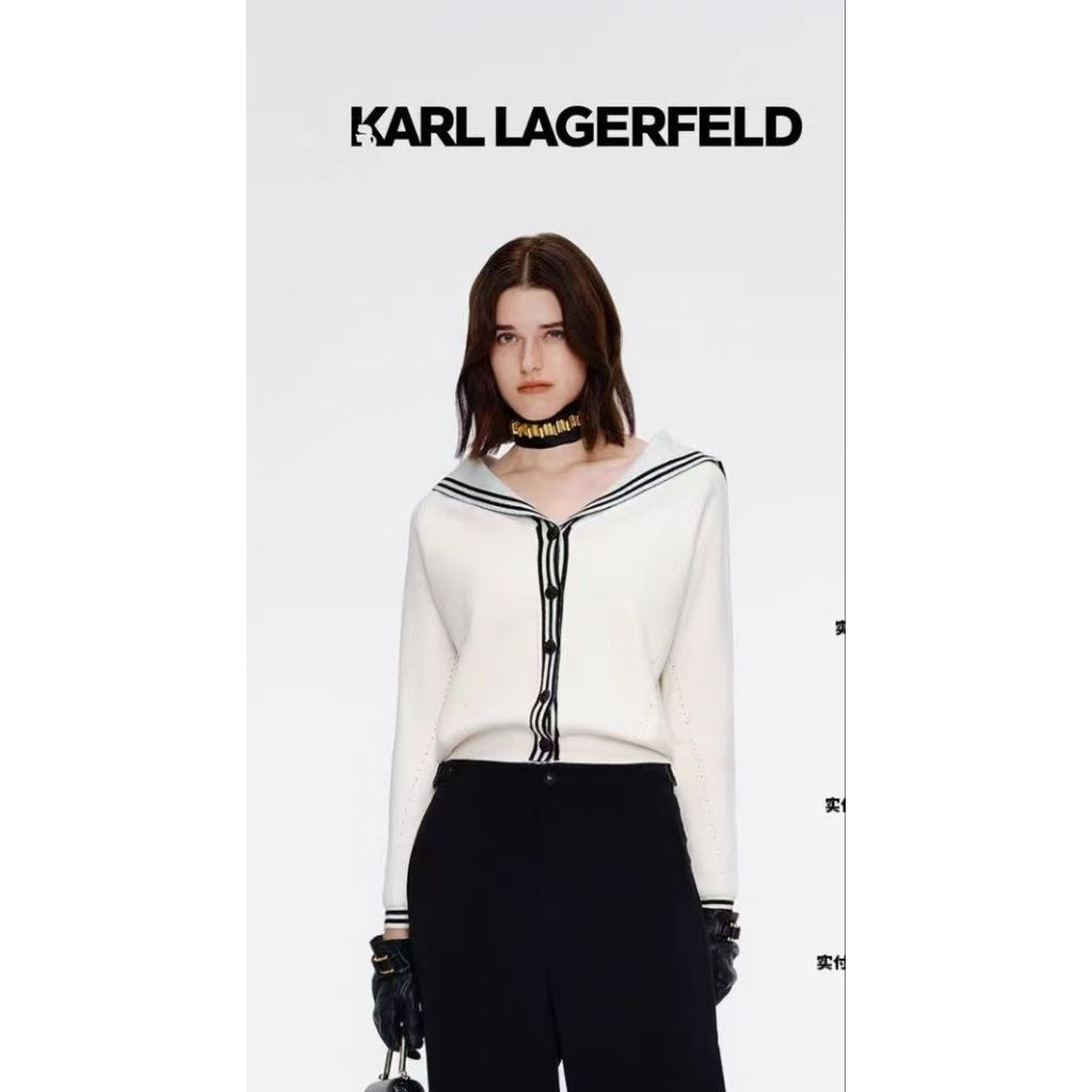 K.arl Lagerfeld Cardigans เสื้อคลุมไหมพรมอย่างดีคอแบบบทหารเรือ สวยมาก มี 2 สี ขาว/ ดำ