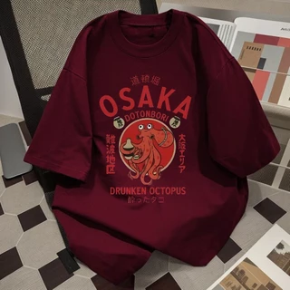 Basi💥เสื้อผู้ชาย เสื้อยืด oversize เกรดพรีเมียม เสื้อคอตตอน100% ไม่หดตัว ใส่สบาย การ์ตูนน่ารัก ลาย "Octopus"