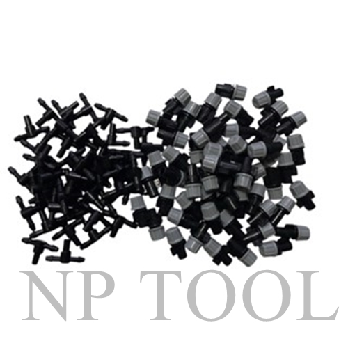 NP-889 หัวพ่นหมอก หัวพ่นละอองน้ำ หัวหมอกสีเทา พร้อมสามทางต่อสายไมโคร (10-50 ชิ้น/แพค) แถมจุกปิดปลายสาย