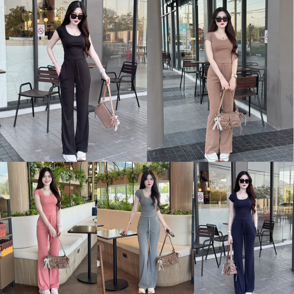 ชุดเซ็ท2ชิ้น คอยูคู่กางเกงขาม้าเล็ก( KU2)