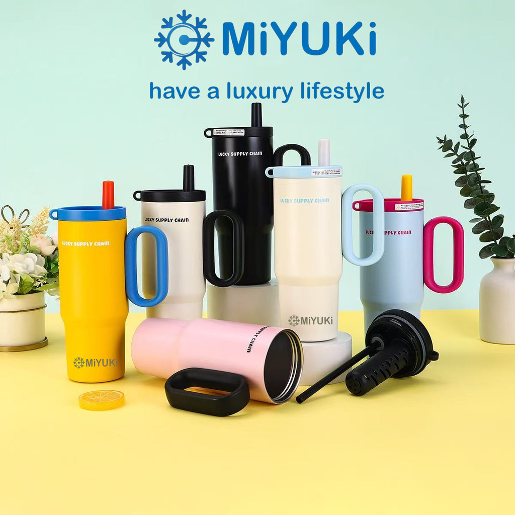 MiYUKi แก้วเก็บความเย็น ขนาดใหญ่ 750ml ถังด้านในทำจากสแตนเลส316 พร้อมหลอดดูด จัดส่งจากกรุงเทพ