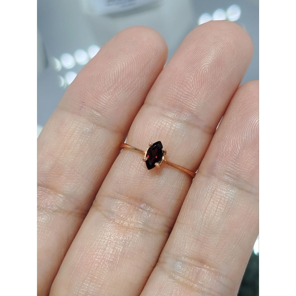 แหวนเงินแท้ชุบ pink gold พลอยโกเมนแท้