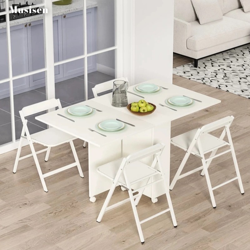 Musisen โต๊ะอาหาร โต๊ะครัว โต๊ะพับ โต๊ะกินข้าว มีให้เลือก 2 ขนาด แข็งแรงทนทาน มีล้อเลื่อน ประกอบง่าย