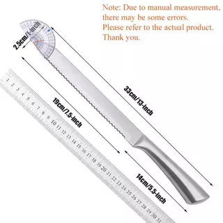 มีดตัดขนมปัง มีดใบเลื่อย มีดหั่นขนมปัง(Bread Knife) มีดตัดเค้ก แบบฟันหยัก สแตนเลสไร้รอยต่อ ขนาด 13 นิ้ว