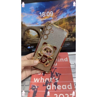 เคสตั้งได้ สำหรับ Samsung A17 A18 A27 A37 A57 A36 A56 A16 S26FE S24FE S25FE A03S A23 A13 A04S A05S A15 หมีLOVE กริตเตอร์