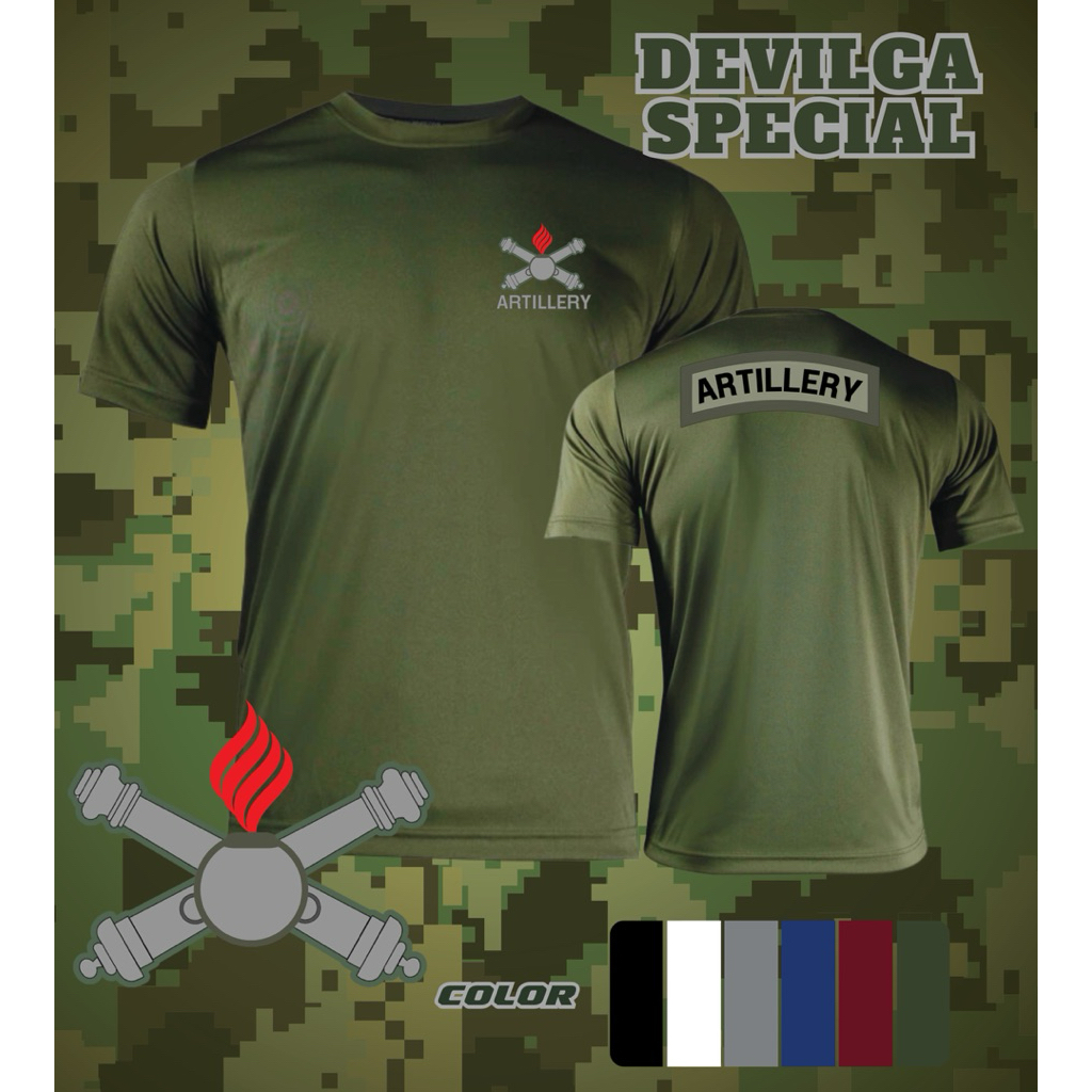เสื้อยืด ทหารปืนใหญ่ ARTILLERY แห่งกองทัพบก ผ้าไมโครโพลีเอสเตอร์100% ระบายอากาศดี ไม่มีกลิ่นอับ ผ้ากีฬา