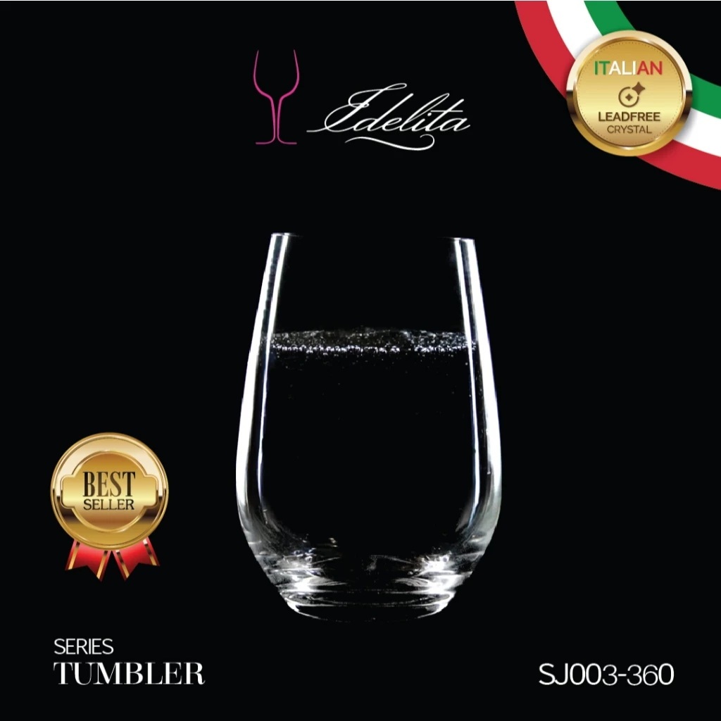 Idelita - SJ003-360 All Purpose 350ml. - แก้วน้ำ แก้วเตี้ย คริสตัลใส พรีเมียมนำเข้าจากอิตาลี สำหรับว