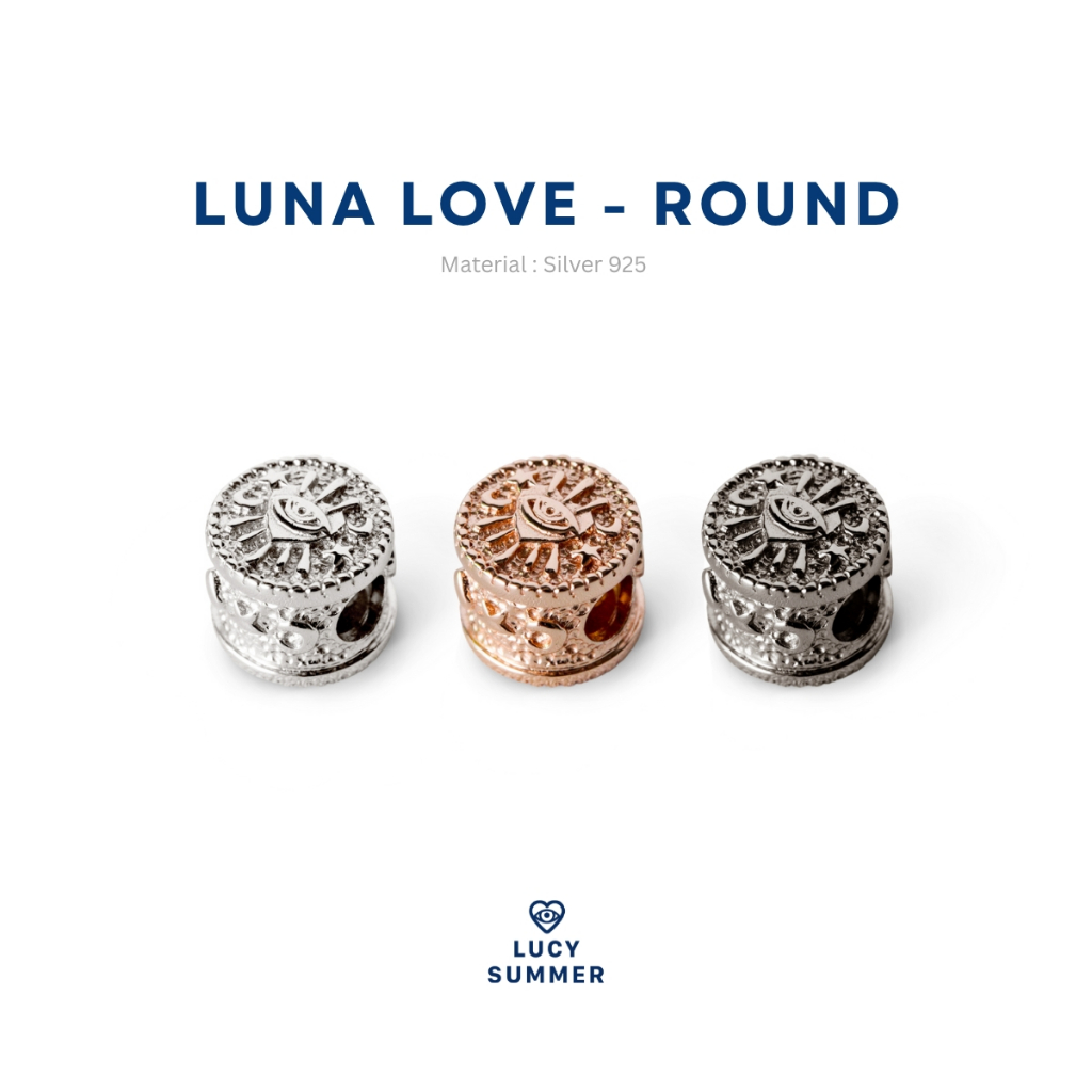 LUCY SUMMER จี้กำไลหิน เงินแท้ รุ่น LUNA LOVE ROUND Charm รูปดวงตา Evil Eye (สำหรับหินขนาด 6-9 มม)