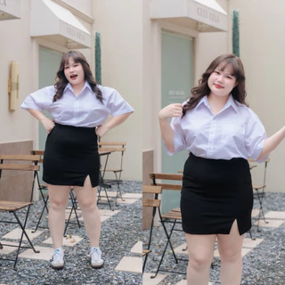 กระโปรงทรงเอ ผ่าหน้า ไซต์ใหญ่ สาวพลัสไซต์ เอว 30-45 ความยาว 16-20“ ผ้าฮานาโกะ