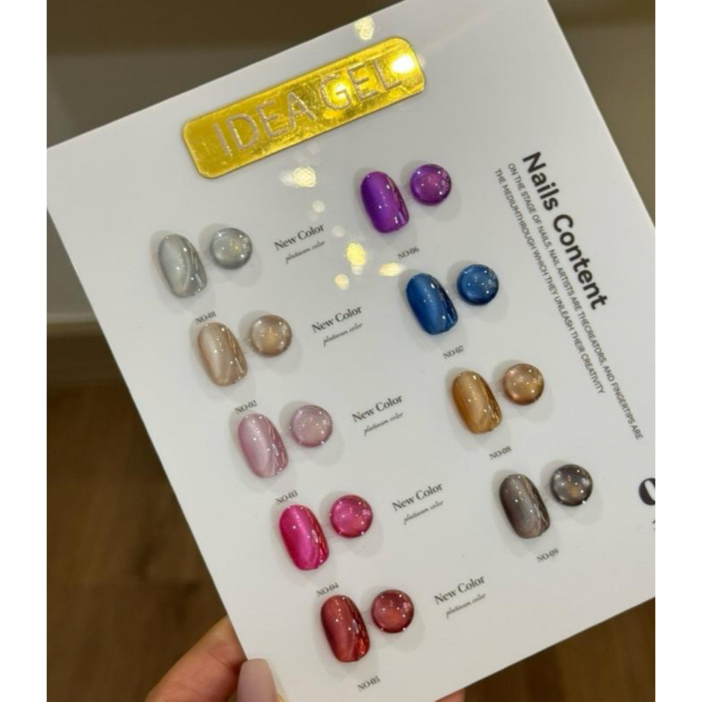 แต่งเล็บ สีเจล New Idea gel satin Cateye ลูกแก้ว 9 สี พร้อมชาร์จ Idea 9-36 ยกชุด
