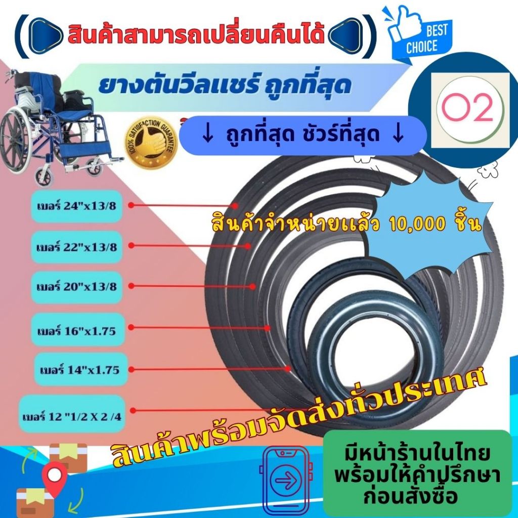างอะไหล่ ยางตัน PU ยางรถเข็นผู้ป่วย อะไหล่ ล้อ รถเข็น วีลแชร์ (ยาง 12,14,16,20,22,24 นิ้ว)(ขายเป็นเส้น - ข้าง)
