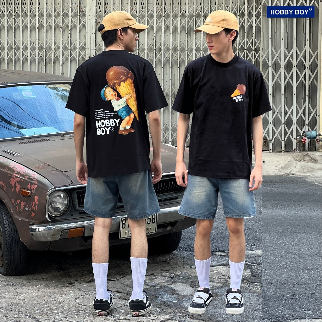 HOBBY BOY - ICE CREAM BOY สีดำ เสื้อยืด Unisex