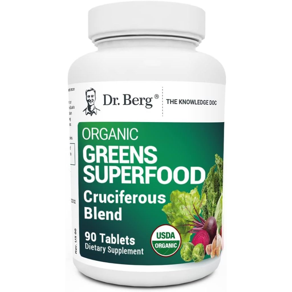 Dr. Berg's Greens Superfood Cruciferous Vegetable Tablets - Energy, Immune System & Liver Veggie Tablets - 90 Tablets