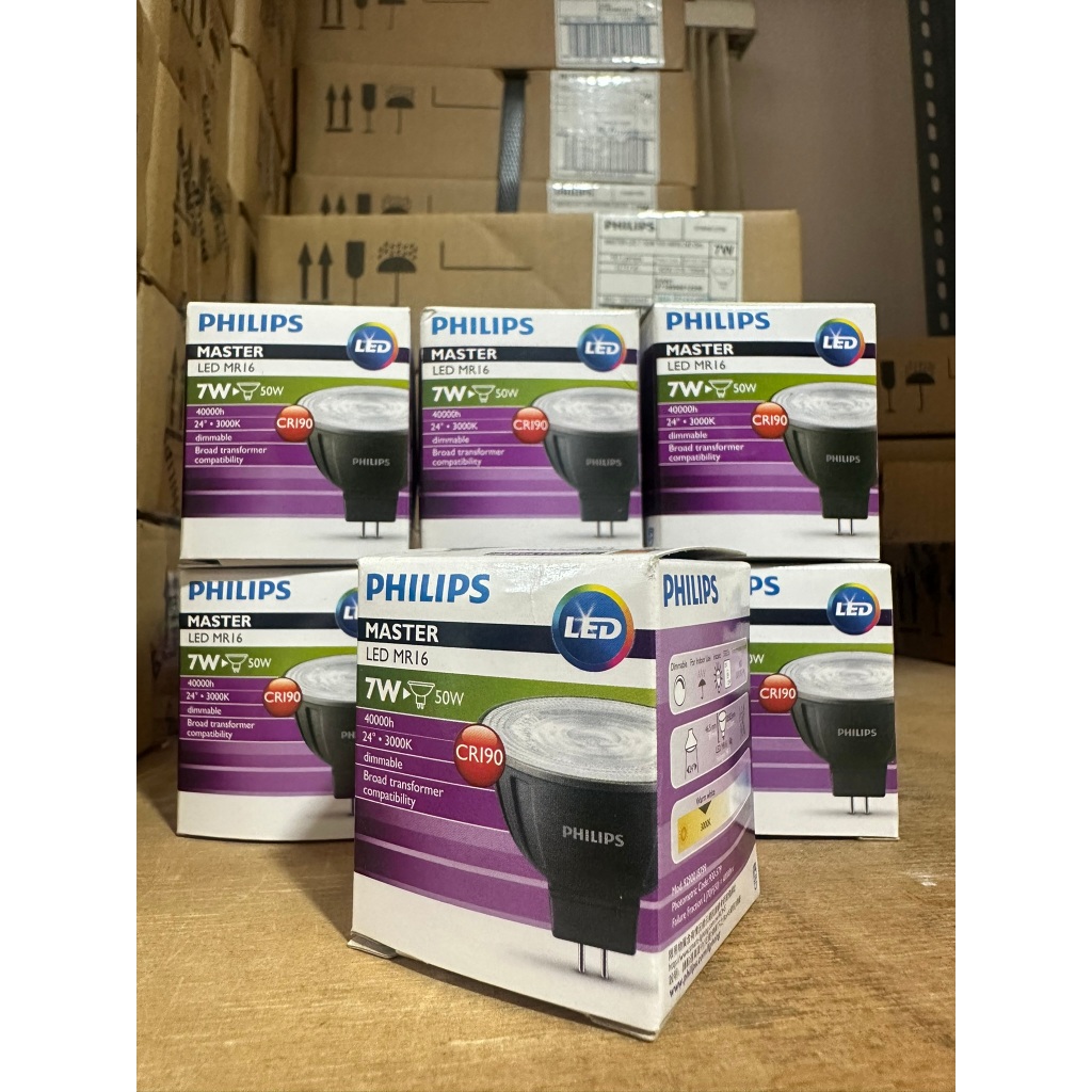 Philips Master หลอดไฟ LED ฟิลิปส์มาสเตอร์ MR16 12V 7W GU5.3 Dimmable 3000K  Warm White มุม 24 องศา