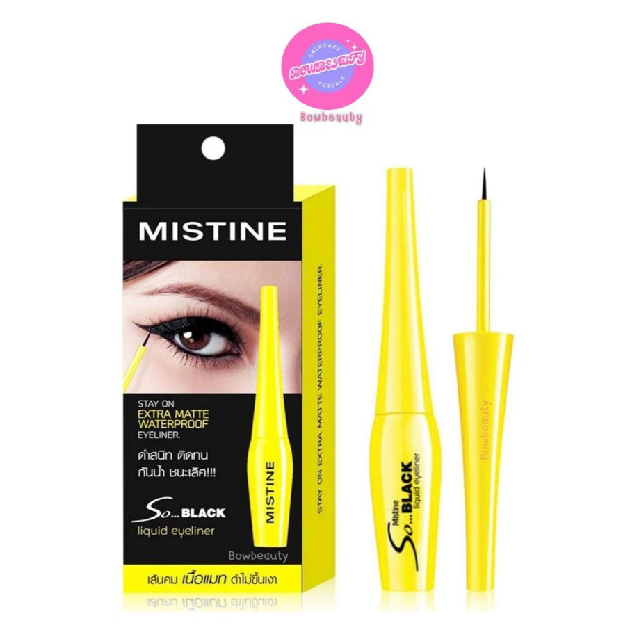 อายไลเนอร์ Misstine So Black Liquid eyeliner โซ แบล็ค มิสทีน สีดำสนิท อายไลเนอร์เนื้อแมทท์ สีดำไม่ขึ