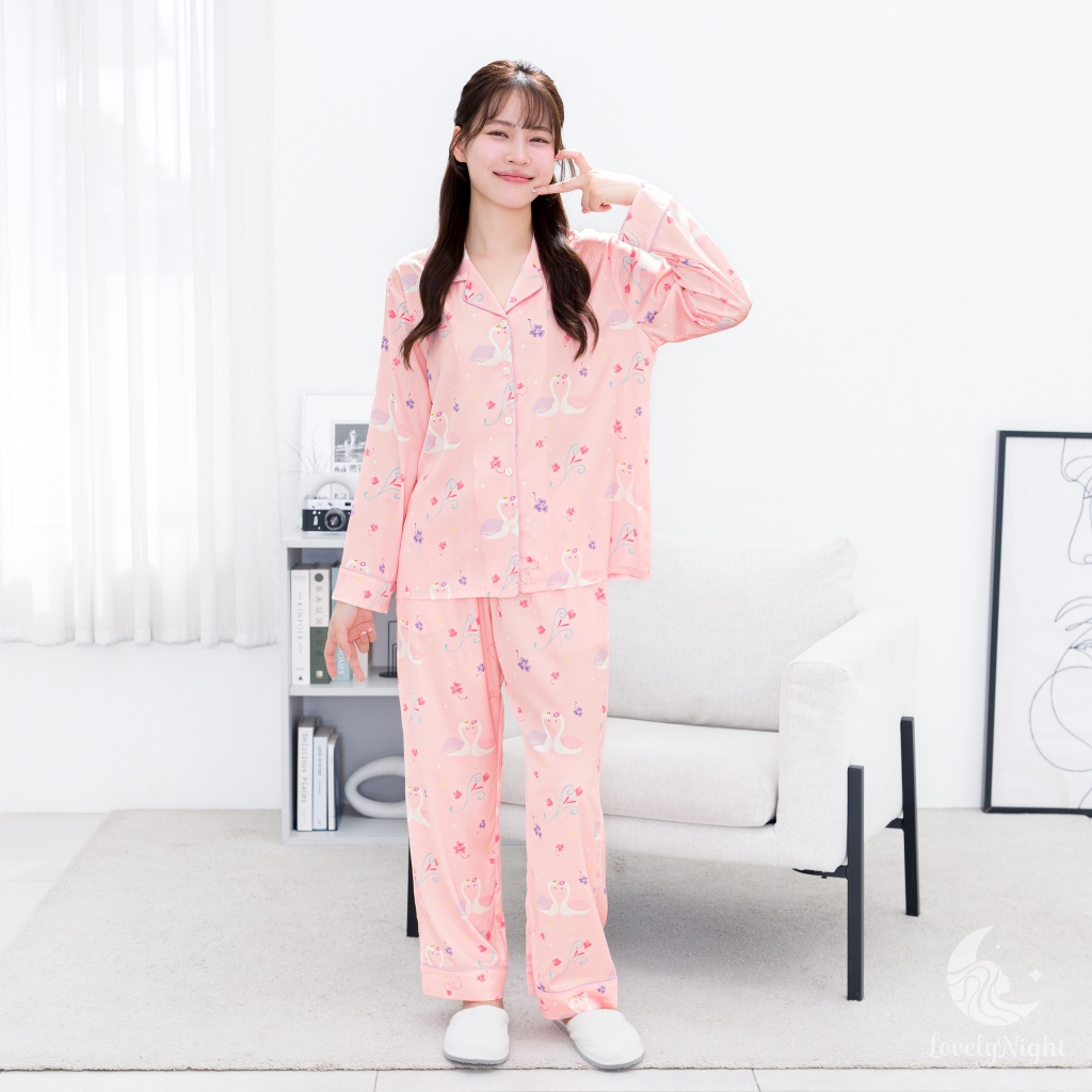 ชุดนอน LovelyNight แขนยาว-ขายาว Loving Swans B58