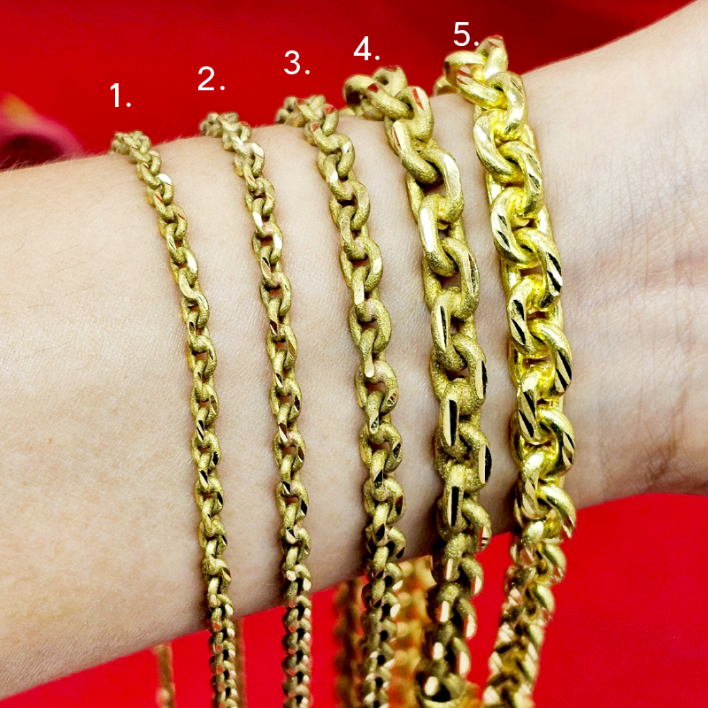 สร้อยคองานดิบทองเหลืองลายโซ่คตกิตหัวจรวด ความยาว 24,26 นิ้ว เทียบเท่า 1,2,3,5 บาท ดีไซส์สวย คตกิตโบราณ งานดิบไม่ได้ชุบ