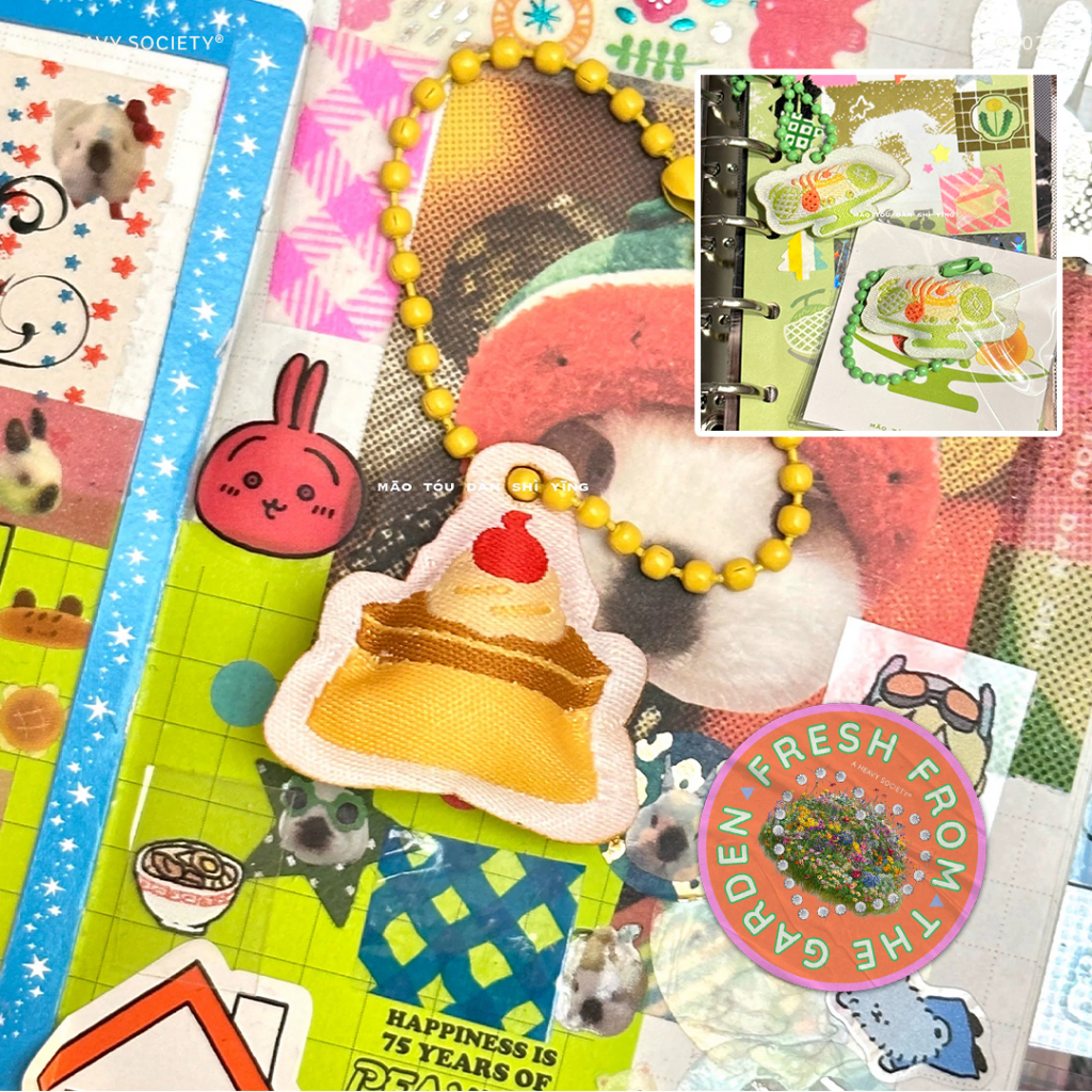 Māo tóu dàn shì yīng — Tiny Pudding Keychain🍮🍒 [ Fresh in the Garden* ]