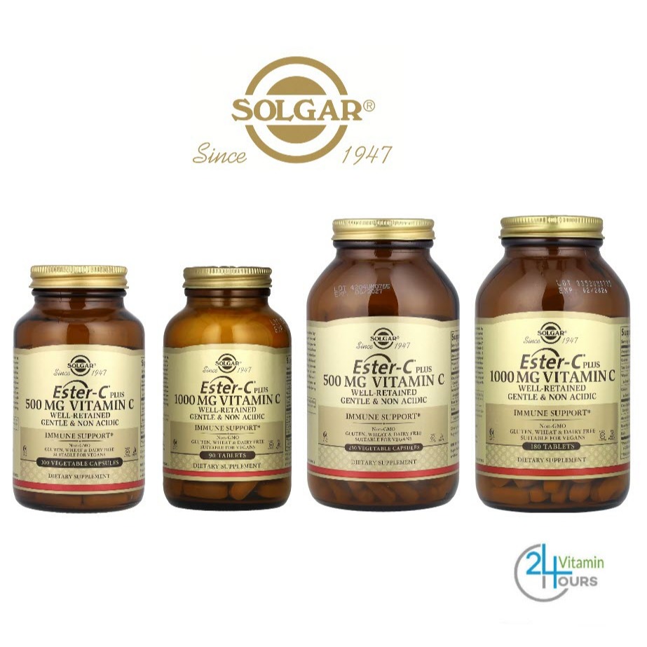 <พร้อมส่ง> ขวดเล็ก / ใหญ่ Solgar, Ester-C Plus, Vitamin C, 500 mg / 1,000 mg - เอสเตอร์ วิตามินซี เสริมภูมิต้านทาน