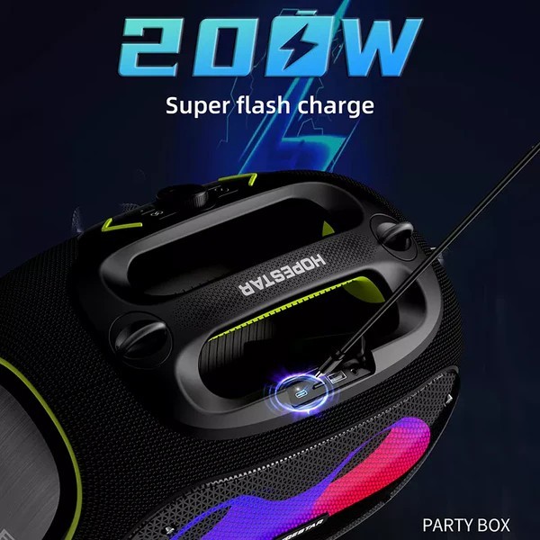 HOPESTAR Partybox ลำโพงบลูทูธ 120W BT5.3 กันน้ำ IPX6 แบต 22000mAh ไมค์ลอย 2 ตัว