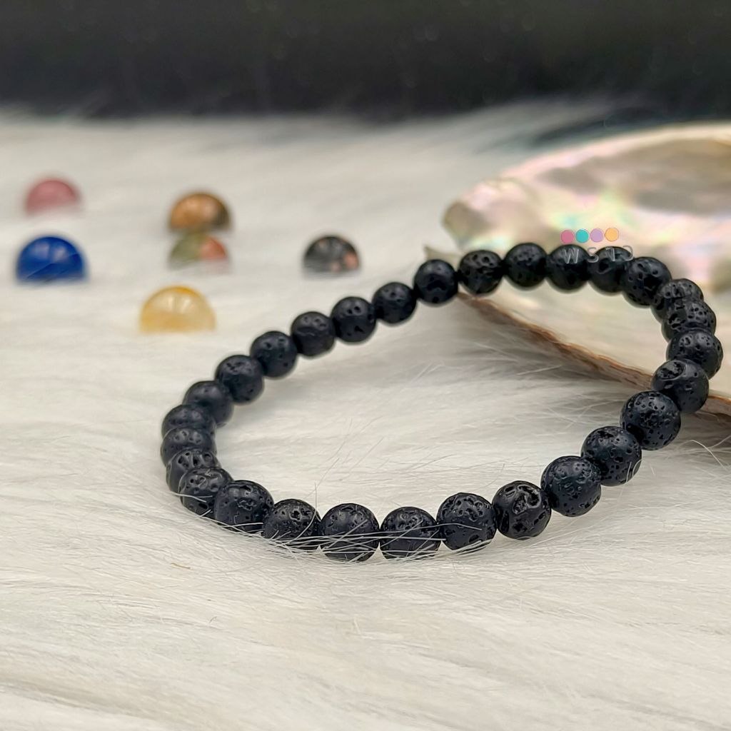 “พราว” สร้อยข้อมือ หินลาวา (Lava) 🖤🖤 หินแห่งความกล้าหาญ ขนาดหิน 6 มิล