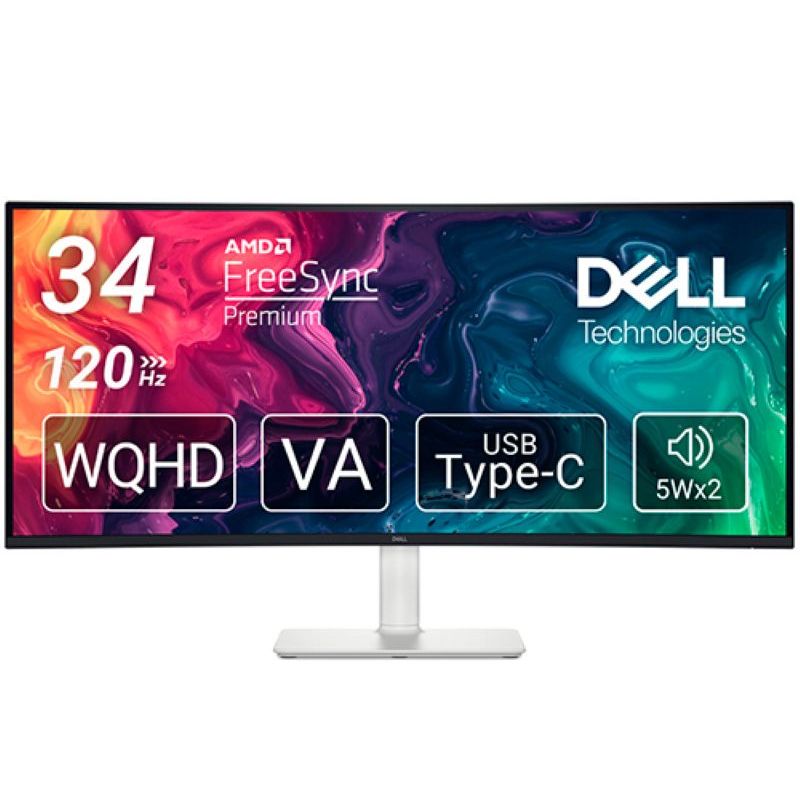 Dell 34 Plus USB-C Curved Monitor - S3425DW - 34-inch (3440 x 1440) up to 120 Hz 21:9 Display, VA Pa