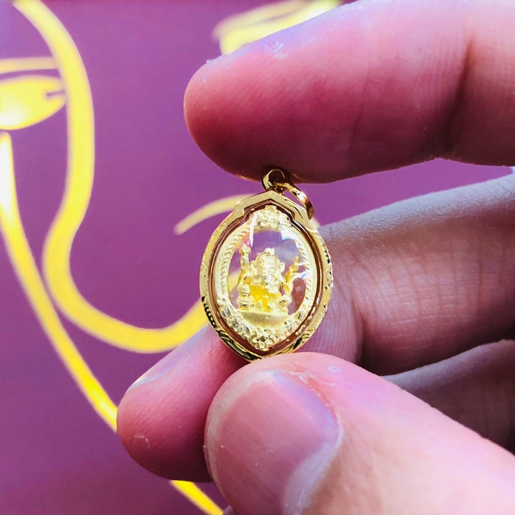 จี้พระพิฆเนศ จิ๋ว กรอบทองแท้90%