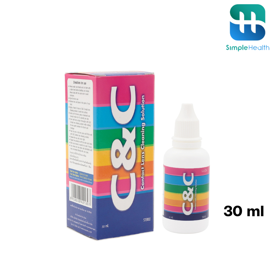 Simple health  น้ำยาล้างคอนเเทคเลนส์ ที่ล้างคอนเเทคเลนส์ C&C ชะล้างคราบสิ่งสกปรก ห้ามหยอดตาขนาด 30 ML