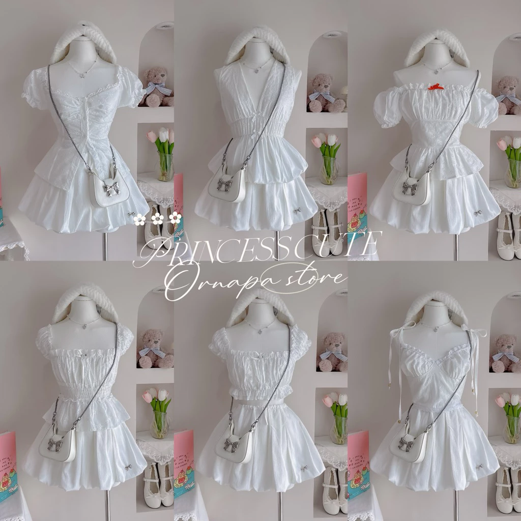 ☁️🌷Princess cute เซตสาวหวาน ลูกคุณหนูฉลุสีขาว (มีขายแยกชิ้น)