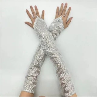 Y6พร้อมส่งในไทย ถุงมือยาวประดับเลื่อม สวยงามหรูหรา เหมาะใส่ออกงานการแสดง วิ๊บวับเล่นแสงสวยมาก มีขนาดเด็กและผู้ใหญ่