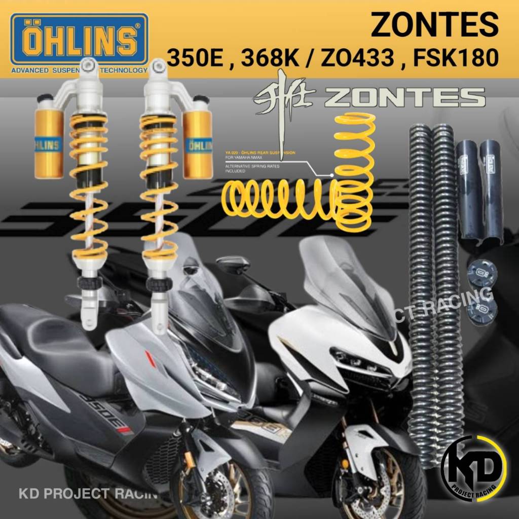 โช๊คหลัง Ohlins ZONTES 350E , 368K รหัส ZO433 (367.5MM และ )สปิงโช๊คหน้า FSK180 2024-25
