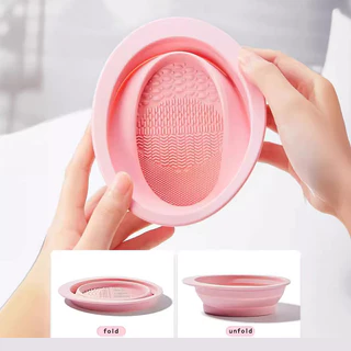 inn ที่ล้างแปรงแต่งหน้า อ่างซิลิโคนล้างแปรง ลึก 3ซม. Brush Cleansing Bowl ชามซิลิโคนล้างแปรงแต่งหน้า พับได้ ตากได้