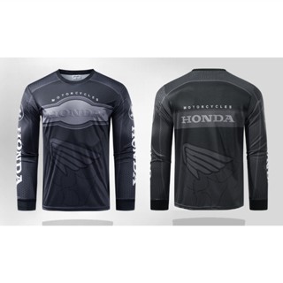 เสื้อยืดแขนยาว สีดํา เนื้อผ้าดี ซับเหงื่อ เบาสบาย สำหรับขับข…