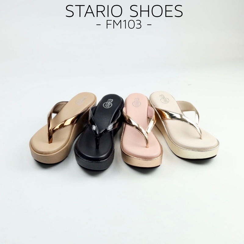 Stario Shoes ~FM103 สูง2นิ้ว หน้าคีบ เท้าอวบ+1❗️รองเท้าสุขภาพ พื้นรองเท้าออกแบบ ซัพพอร์ตเท้า ลดเมื่อ