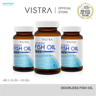 NEW! [100 เม็ด 3 ขวด] VISTRA ODORLESS FISH OIL 1000 MG (BOT- 100 CAPS)-วิสทร้า โอเดอร์เลส ฟิชออยด์ 1000 มก.กลิ่นมินต์
