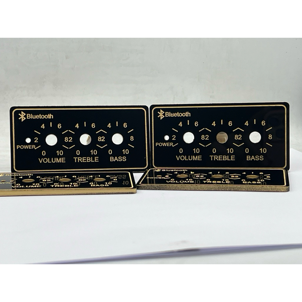 เพลทลำโพงบลูทูธแอมป์จิ๋ว 20w/50w วัสดุอะคิลิก สีทอง สีดำ ขนาดเพลท 4.7*9.5cm สินค้า