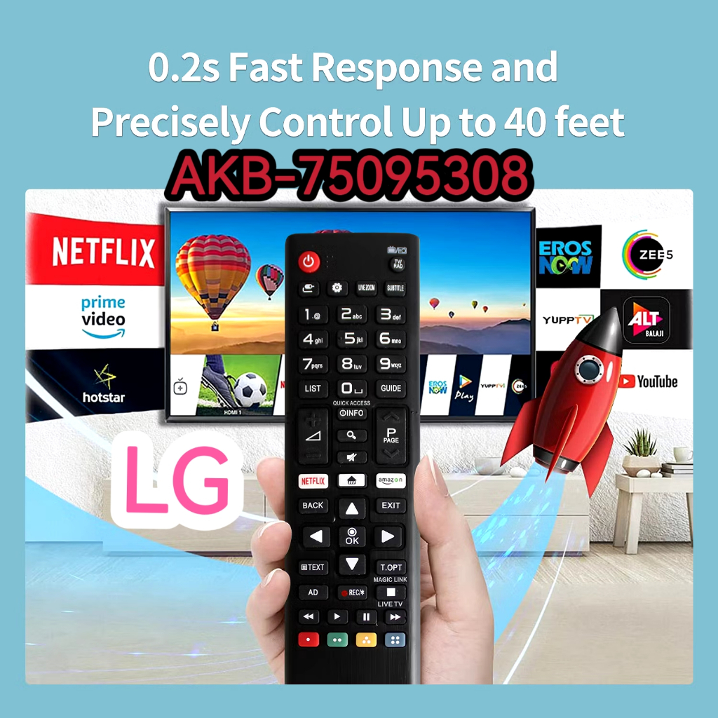 Akb75095308 รีโมตคอนโทรล แบบเปลี่ยน สําหรับสมาร์ททีวี LG LED LCD