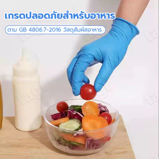🎉ส่งจากกทม🎉ถุงมือยางไม่มีแป้ง ชนิดไม่มีแป้ง 100PCS ถุงมือไนไตร ล้างจาน งานอุตสาหกรรม สัมผัสอาหาร ถุงมือยาง อเนกประสงค์