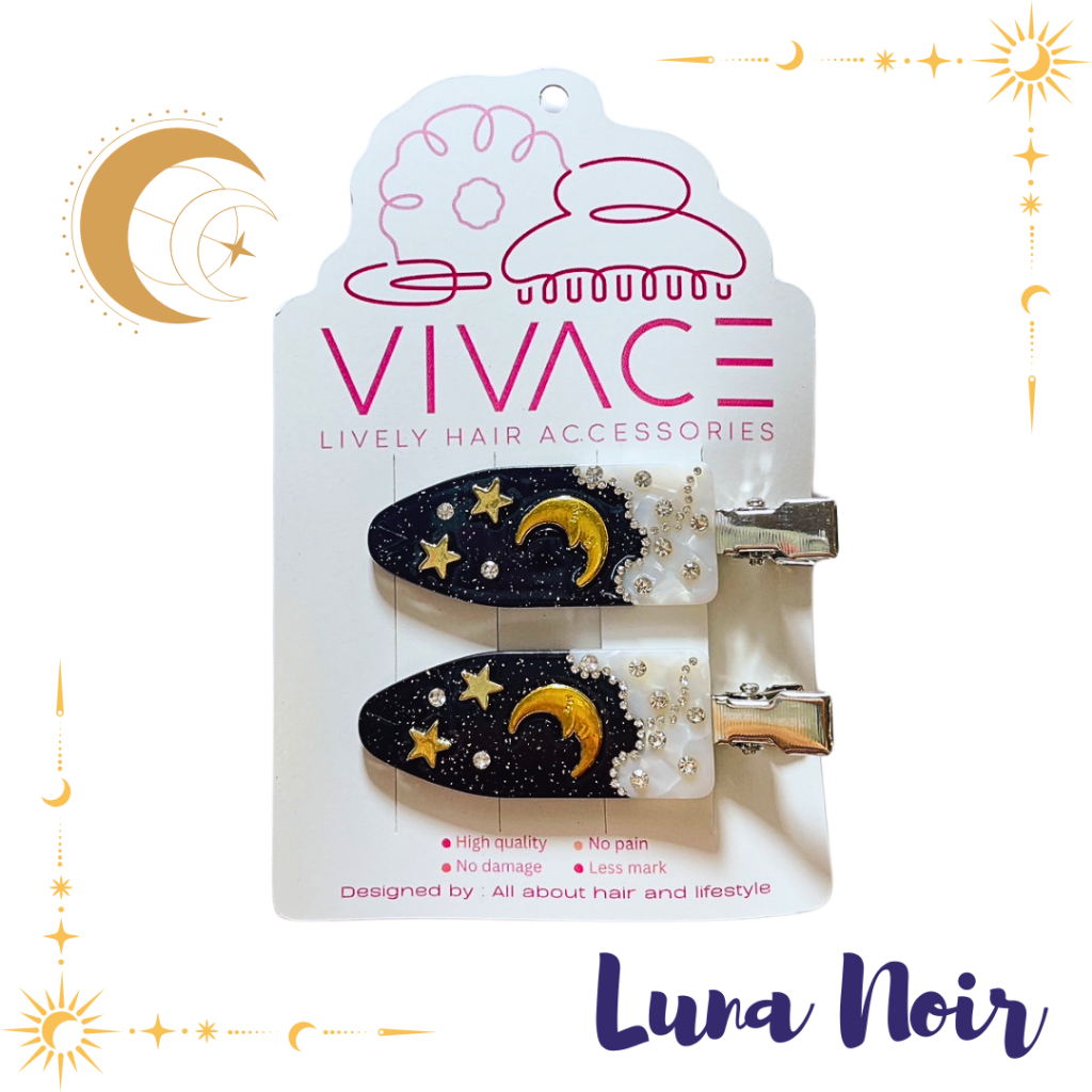กิ๊บติดผม-แพ็คคู่ รุ่น Luna Noir Hair Clip กิ๊ฟหนีบผมไม่เจ็บหัว ขนาดเล็ก ทนทาน ยี่ห้อ VIVACE