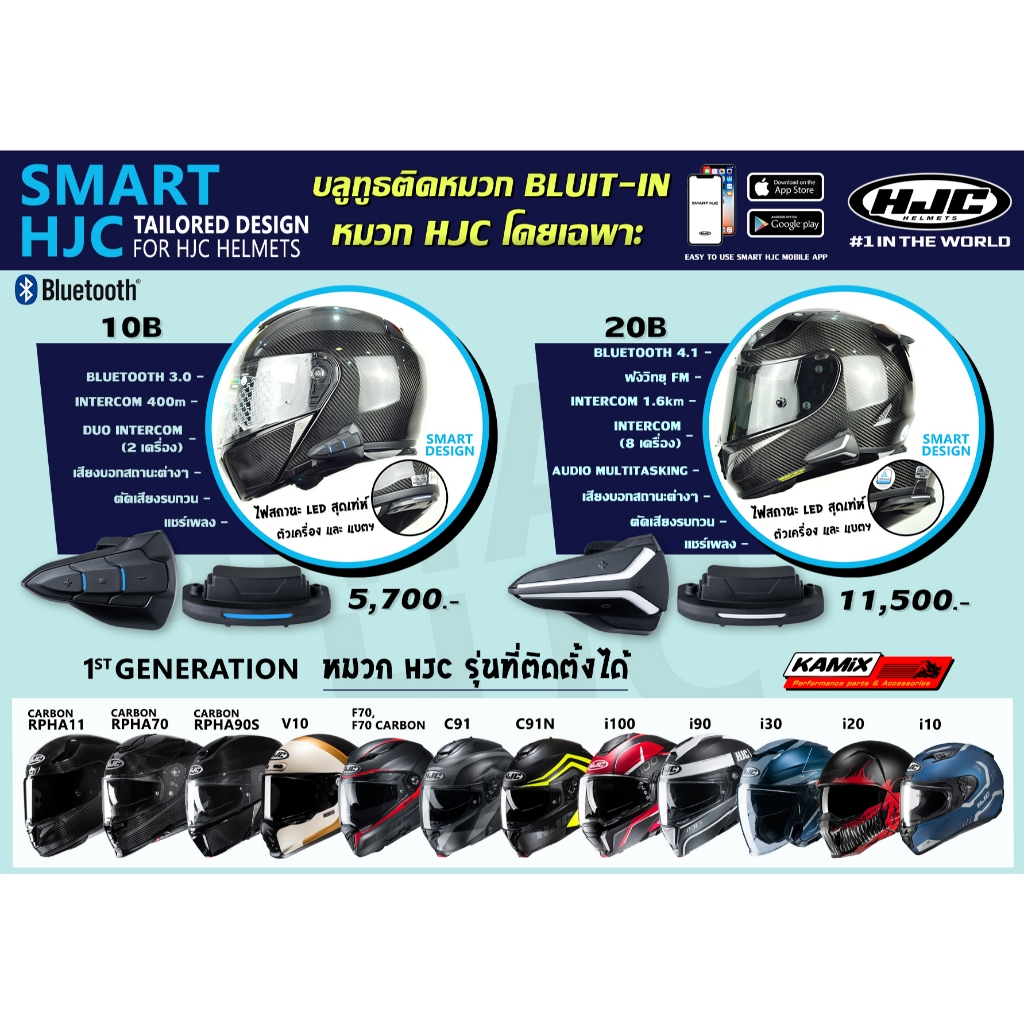 บลูทูธติดหมวกกันน็อค SMART HJC 10B และ 20B