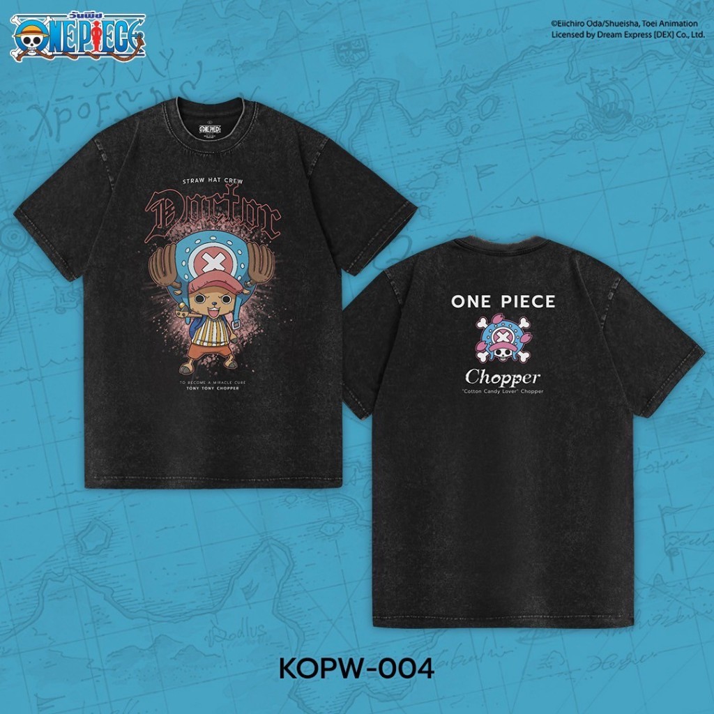 Power 7 Shop เสื้อยืดการ์ตูน ลาย วันพีช "Chopper" ลิขสิทธ์แท้ One Piece Vintage Style (KOPW-004-ผ้าฟอก)