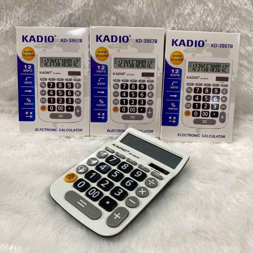เครื่องคิดเลข KADIOรุ่น KD-3867B ขนาด 10*16 cm.  ใช้ถ่าน 3A จอแสดงผล 12 หลัก แถมถ่าน