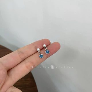 ✿ ต่างหูดอกไม้ตุ้งติ้ง; ต่างหูดอกไม้สีเงิน, ต่างหูดอกไม้สีน้ำเงิน