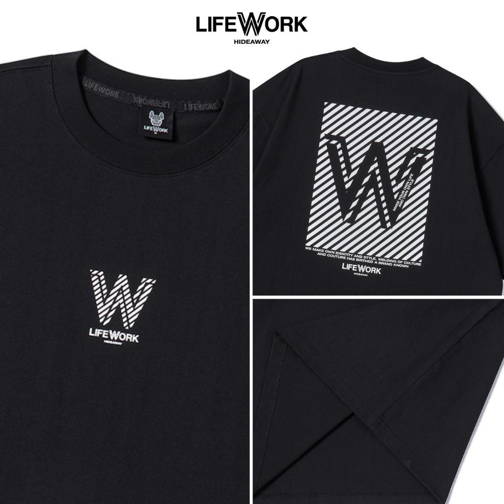 LIFEWORK W STRIPE SHORT SLEEVE T-SHIRT เสื้อไลฟ์เวิร์ค ตัวอักษร W แขนสั้น คอกลม (LWK24TS0031U) - รูปที่ 3