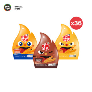 (แพ็ก 36) Muek Groob หมึกกรุบ เส้นบุกปรุงรส ใหม่! คละ 3 รสชา…