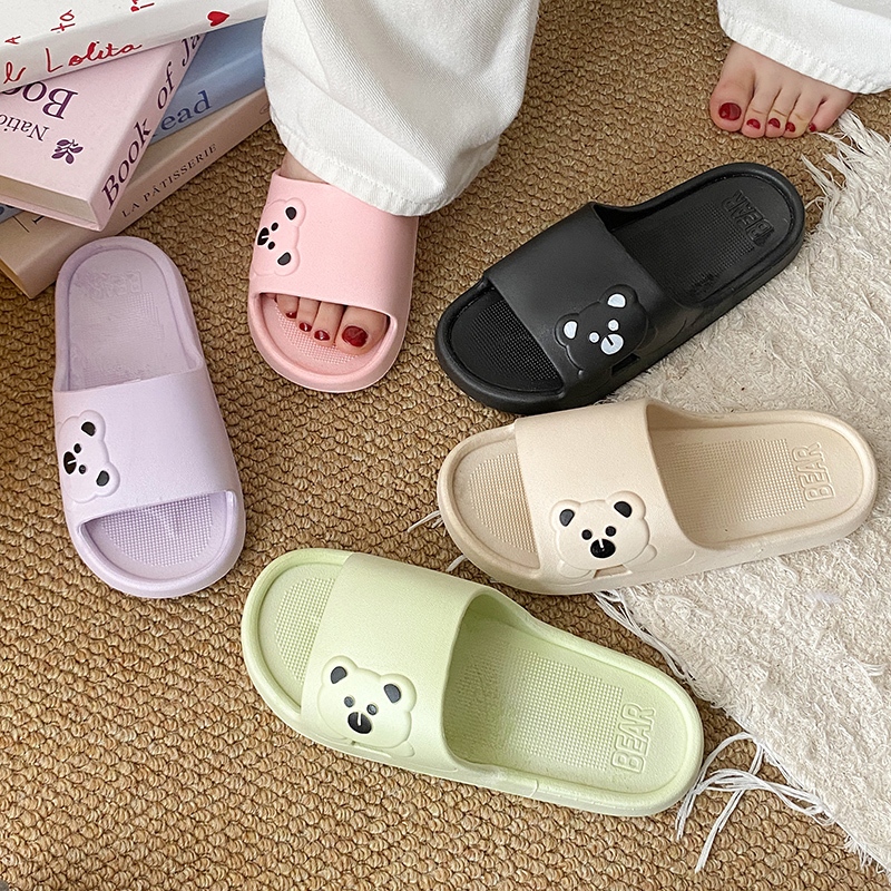 พร้อมส่ง รองเท้าแตะะลําลอง สไตล์น้องหมี พื้นนุ่มใส่ได้ทั้งชายและหญิง #3579