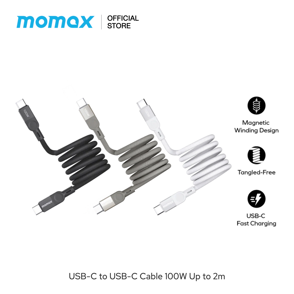 MOMAX สายชาร์จ Mag Link USB-C to USB-C 100W USB2.0 Magnetic Cable รองรับการชาร์จสูงสุด 100W