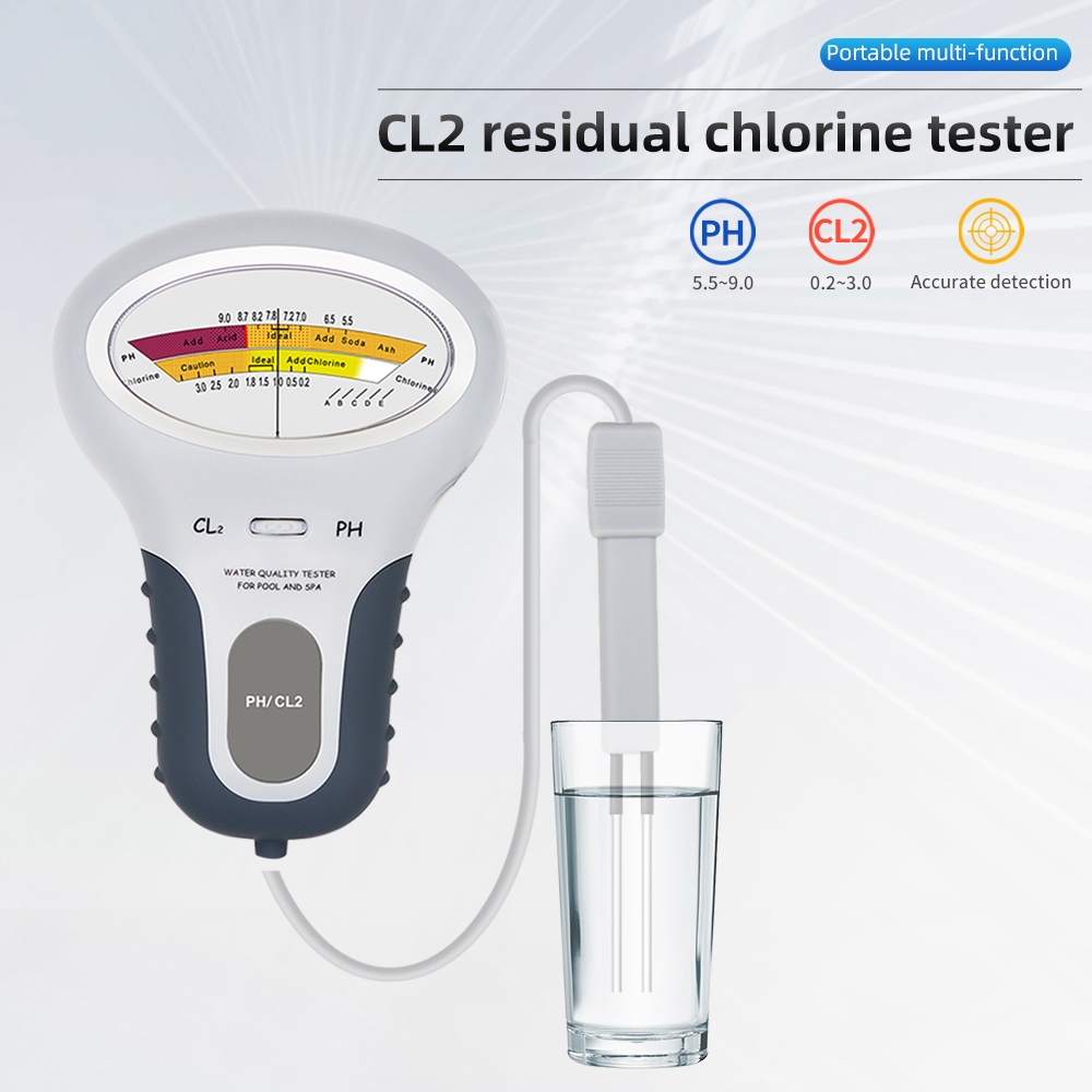 2 in 1 PH Tester CL2 วัด PH คลอรีนเมตรอุปกรณ์ทดสอบคุณภาพน้ำเครื่องวิเคราะห์มือถือสำหรับสระว่ายน้ำสปาน้ำ