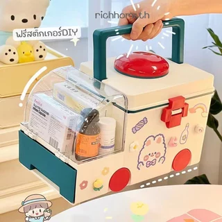 กล่องยารถพยาบาล ฟรีสติ๊กเกอร์ในแบบ กล่องยาสามัญประจำบ้าน ทรงรถพยาบาล กล่องใส่ยา สุดน่ารัก ขนาดใหญ่ จุได้เยอะ