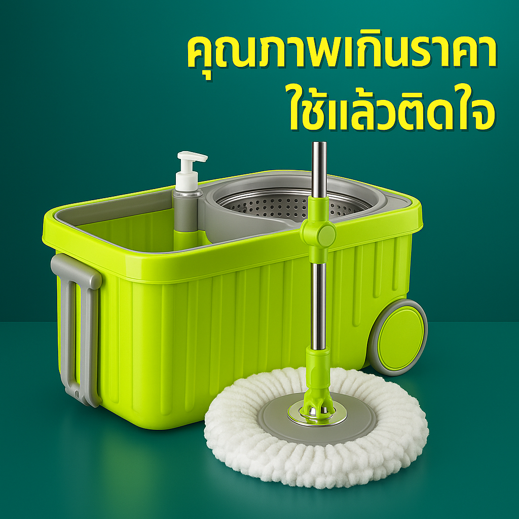 ถังปั่นไม้ม็อบหมุนได้ ไม่ต้องบิดมือ! ทำความสะอาดง่าย สะอาดไว ใช้แล้วฟินนนน